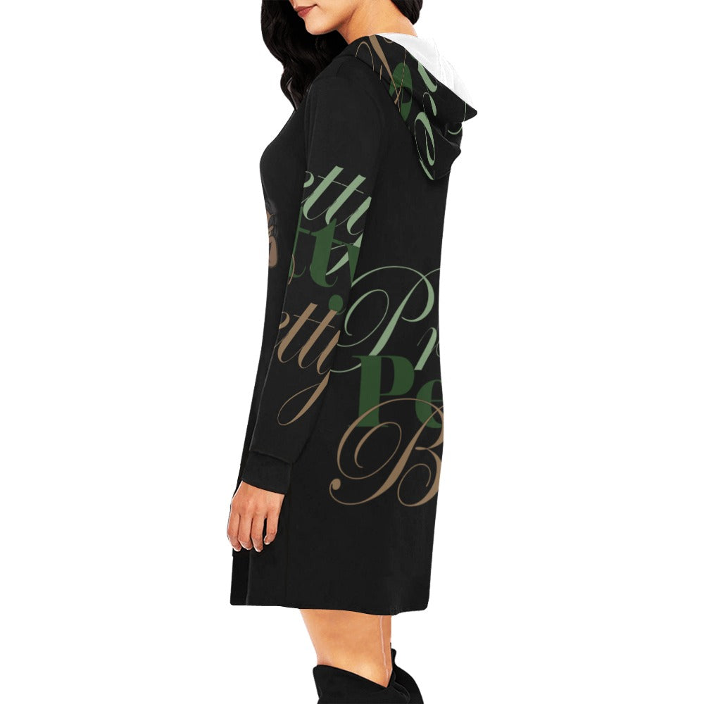 All Over Print Hoodie Camo Black Mini Dress