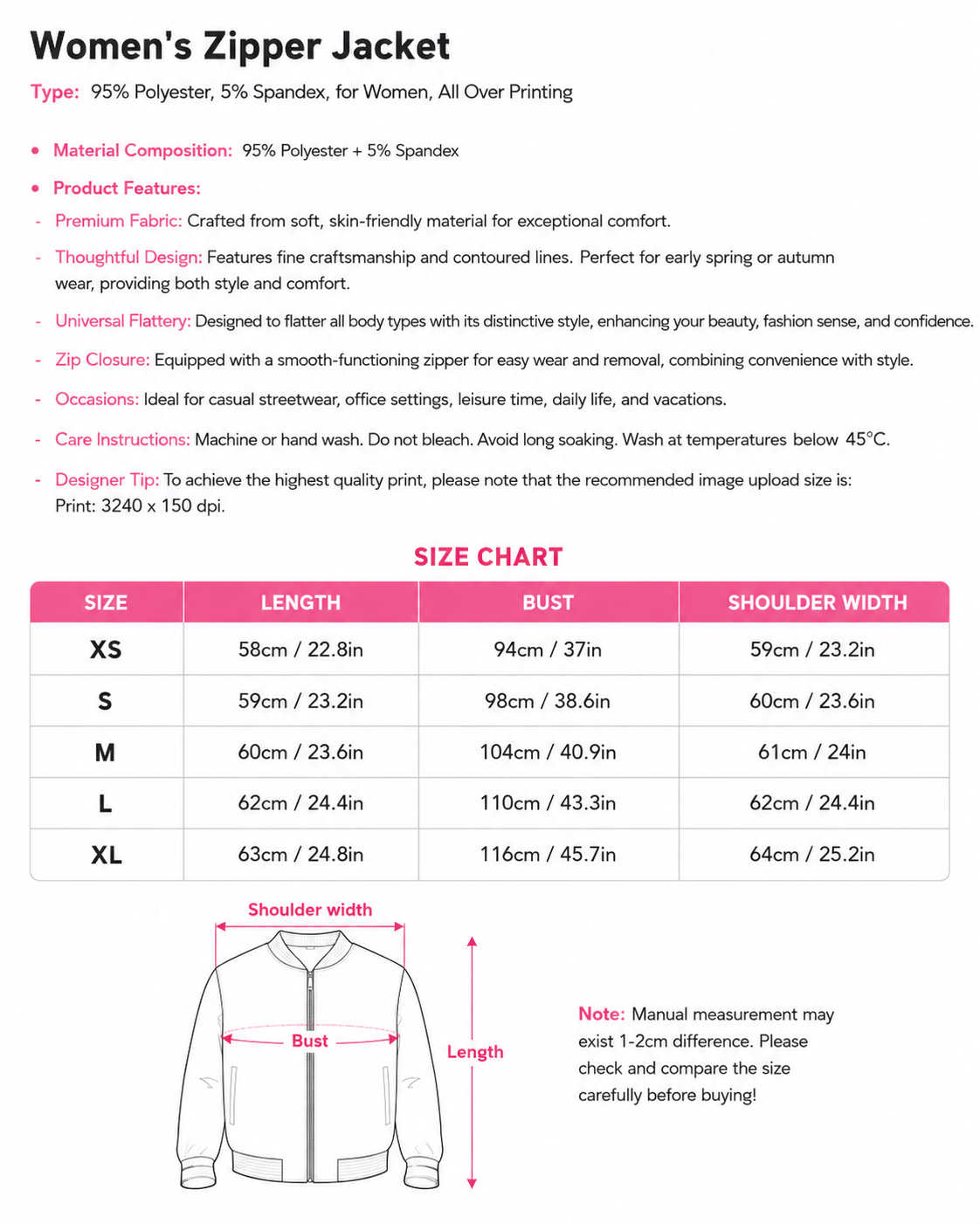 Design Women's Zipper Jacket