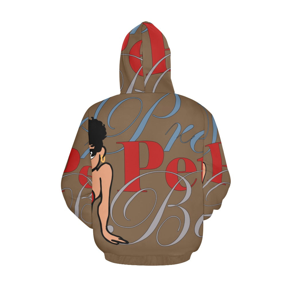 Leg Kick Front and Back Brown All Over Print Hoodie
