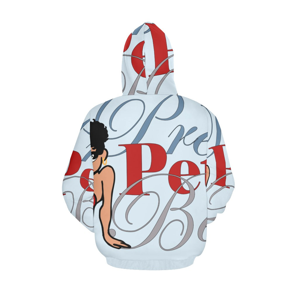 Leg Kick Front and Back Light Blue All Over Print Hoodie