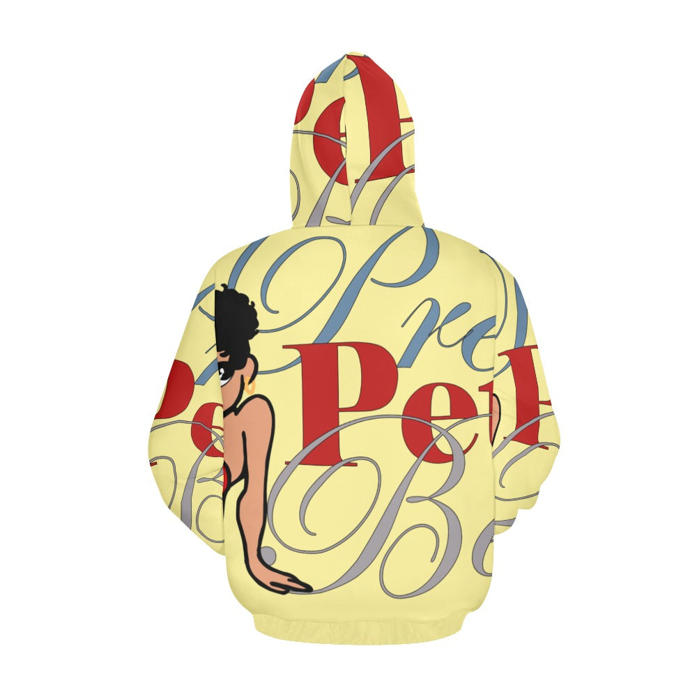 Leg Kick Front and Back Yellow All Over Print Hoodie