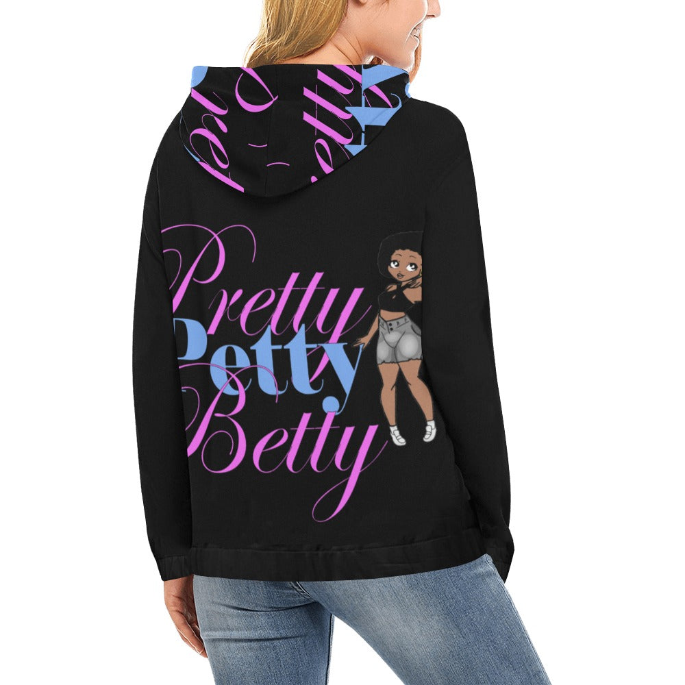 Carmel Front and Back Black All Over Print Hoodie