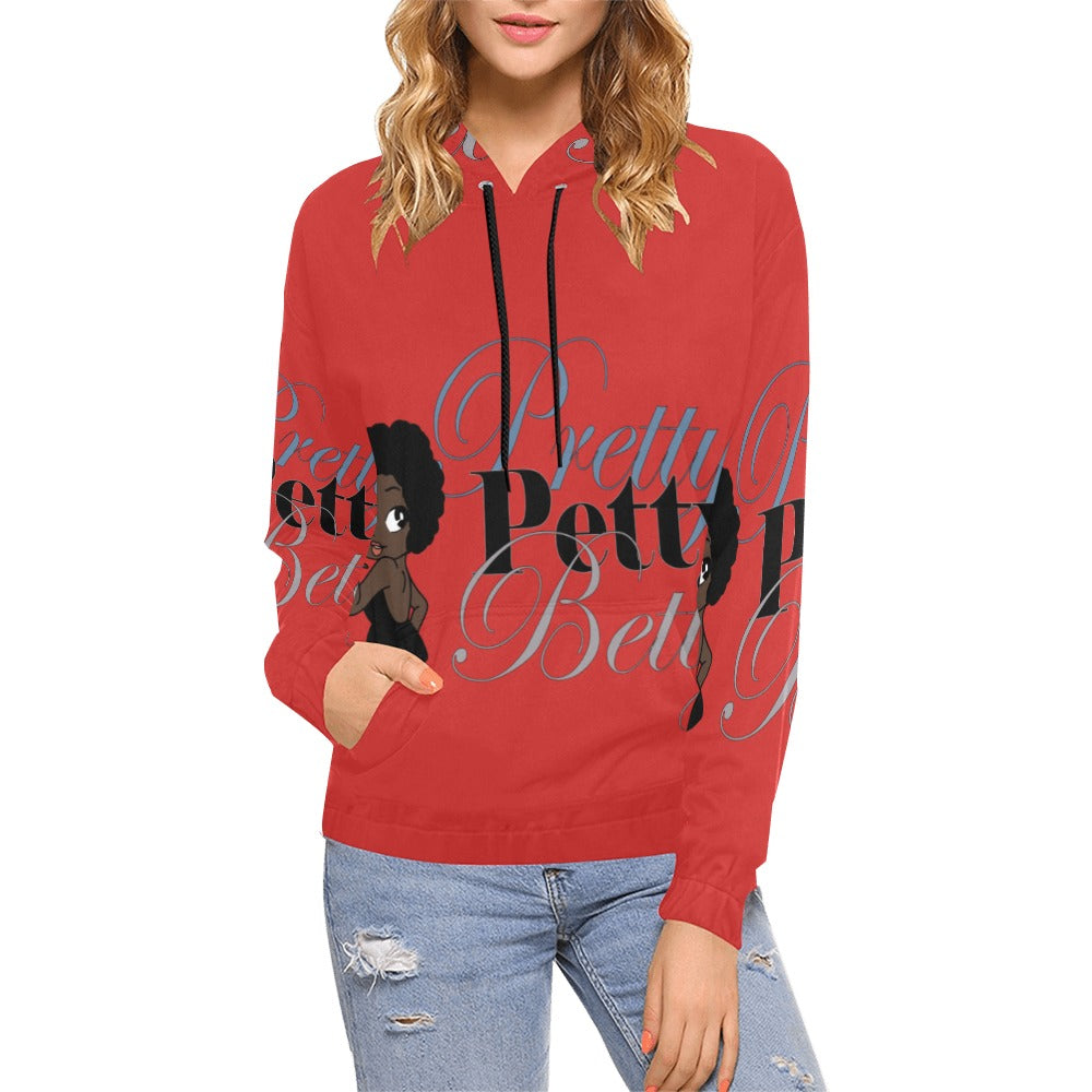 FRO FRONT AND BACK RED All Over Print Hoodie for Women (USA Size) (Model H13)