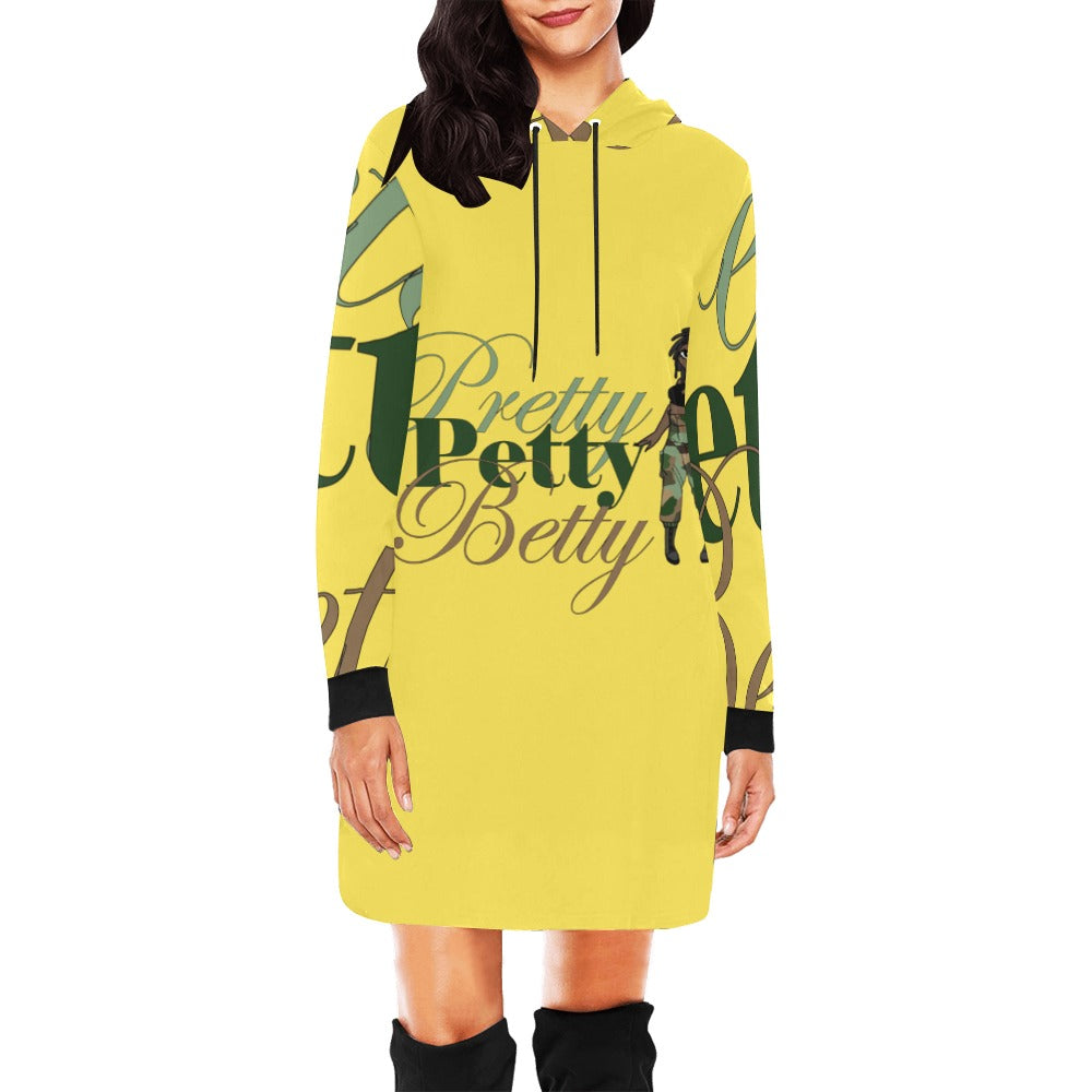 All Over Print Hoodie Camo Yellow Mini Dress