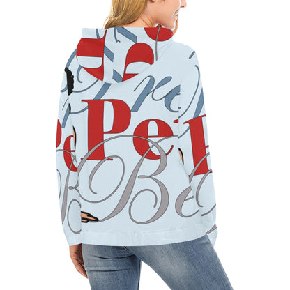 Leg Kick Front and Back Light Blue All Over Print Hoodie
