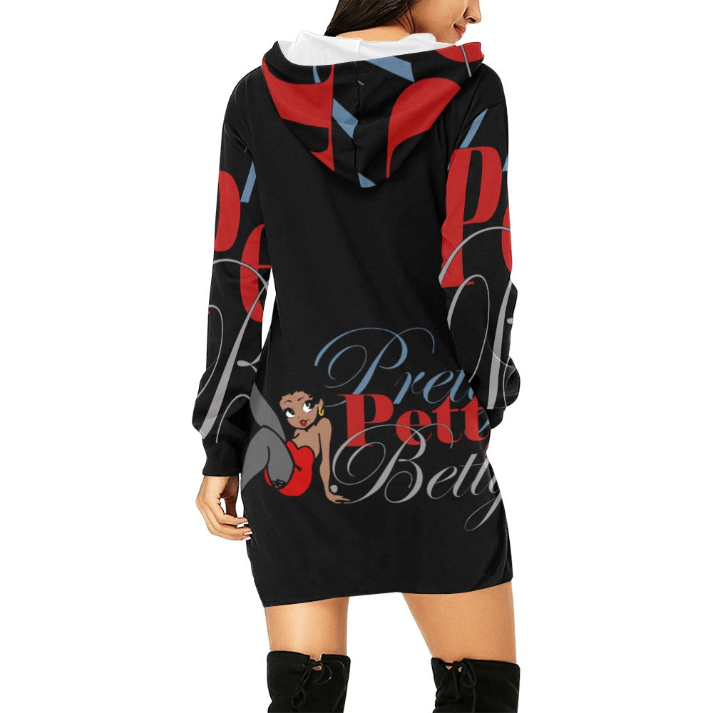 Leg Kick Carmel All Over Print Hoodie Mini Dress