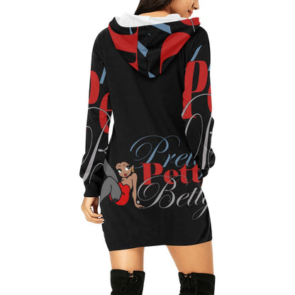 Leg Kick Carmel All Over Print Hoodie Mini Dress
