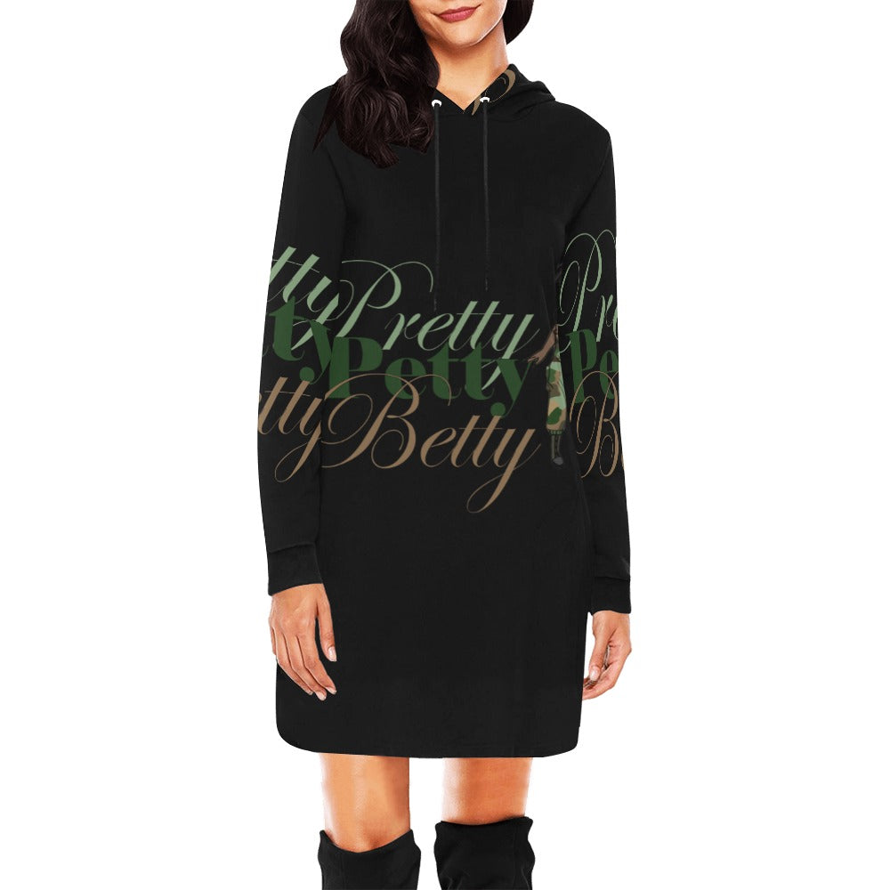 Camo Brown Black All Over Print Hoodie Mini Dress
