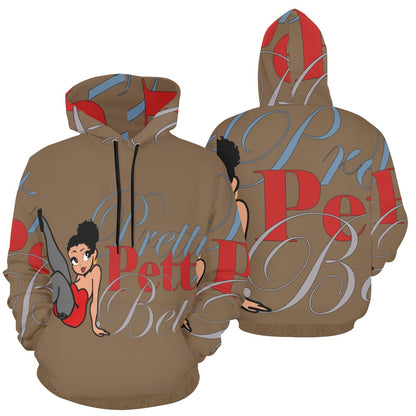 Leg Kick Front and Back Brown All Over Print Hoodie