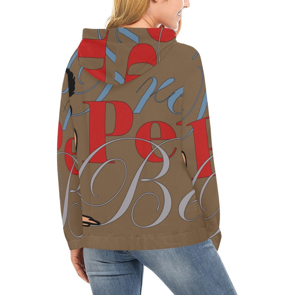 Leg Kick Front and Back Brown All Over Print Hoodie