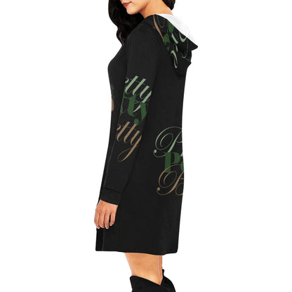 Camo Brown Black All Over Print Hoodie Mini Dress