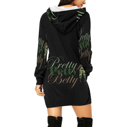 Camo Brown Black All Over Print Hoodie Mini Dress