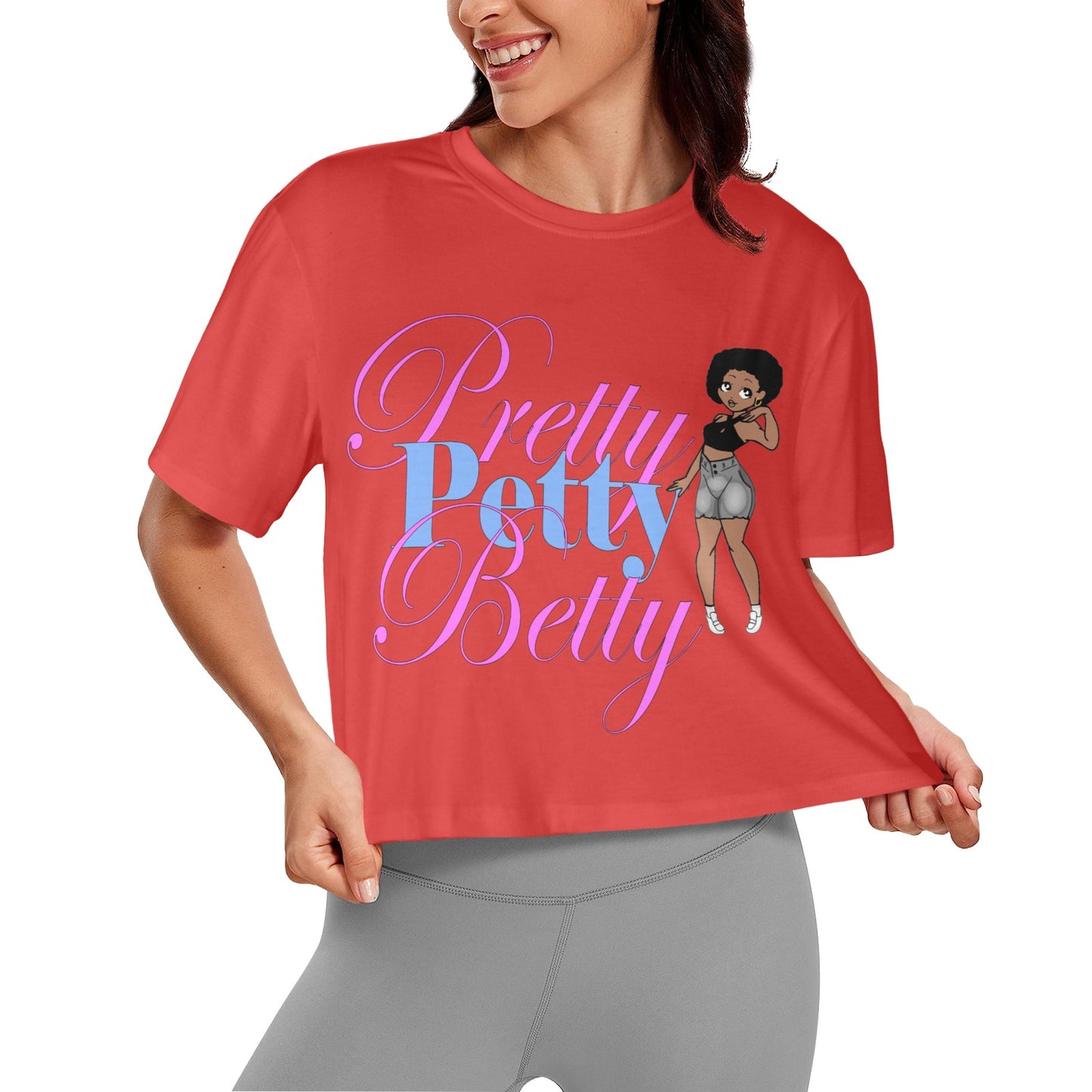 AFRO CARMEL RED Women's Cropped T-shirt (Model T80)