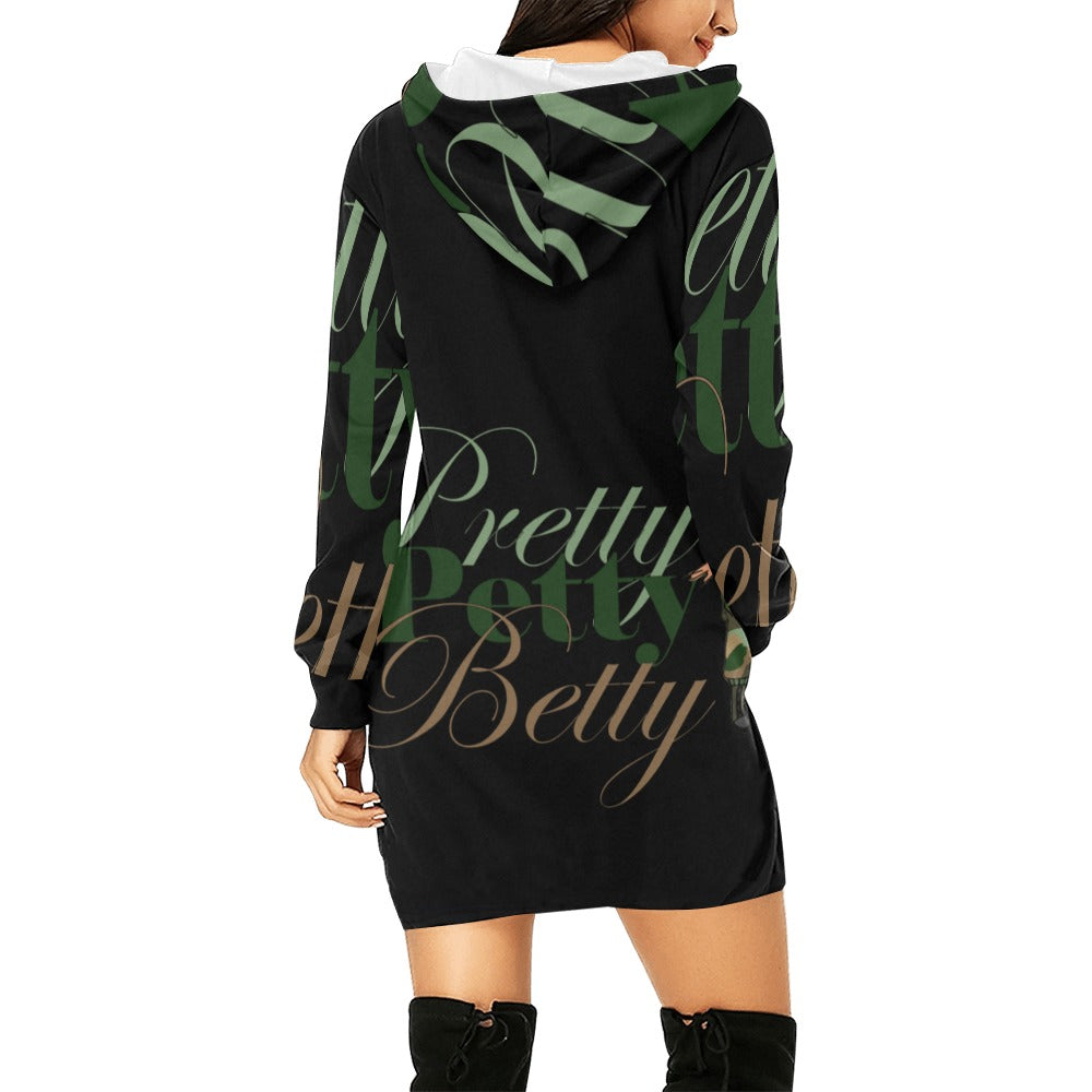 All Over Print Hoodie Camo Bright Black Mini Dress
