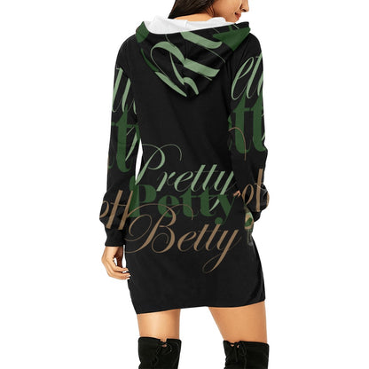 All Over Print Hoodie Camo Bright Black Mini Dress