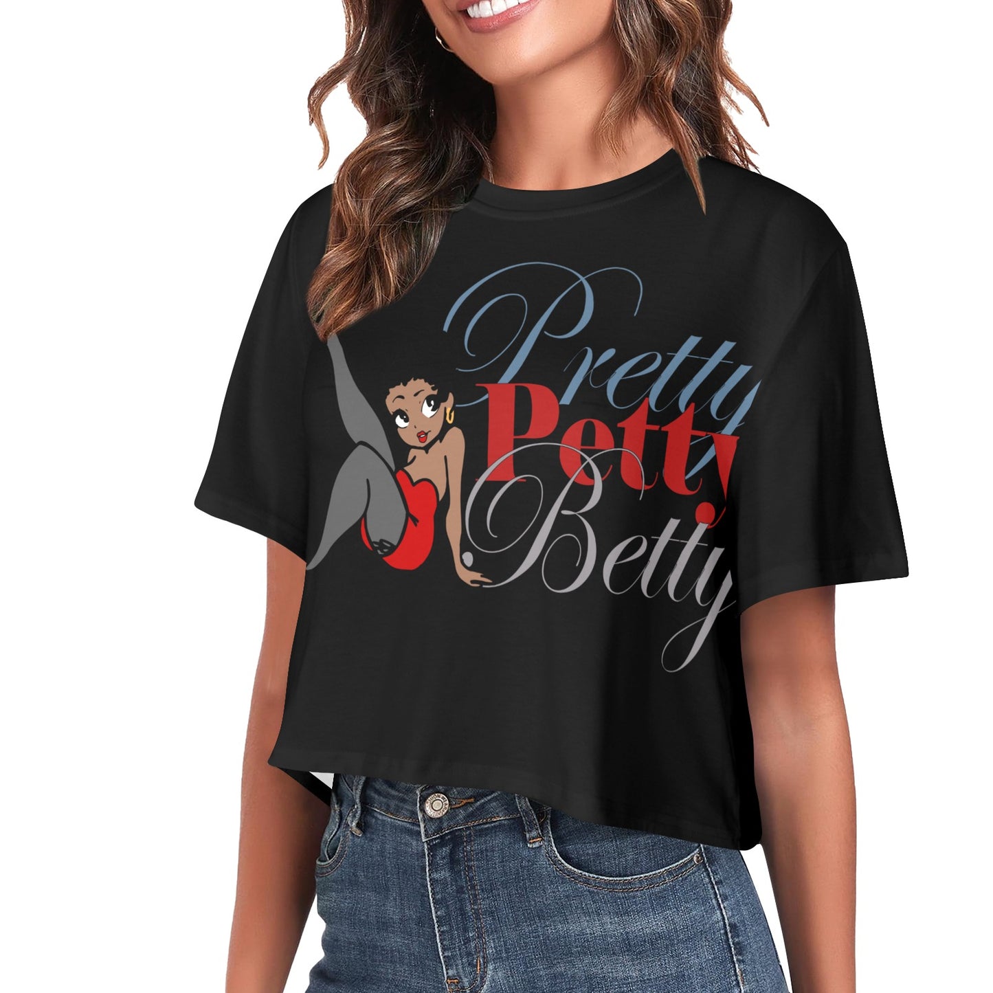 Red Dress Carmel Bone Women's Cropped T-Shirt