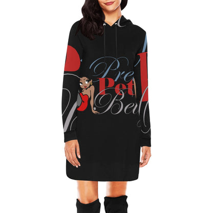 Leg Kick Carmel All Over Print Hoodie Mini Dress