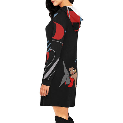 Leg Kick Carmel All Over Print Hoodie Mini Dress