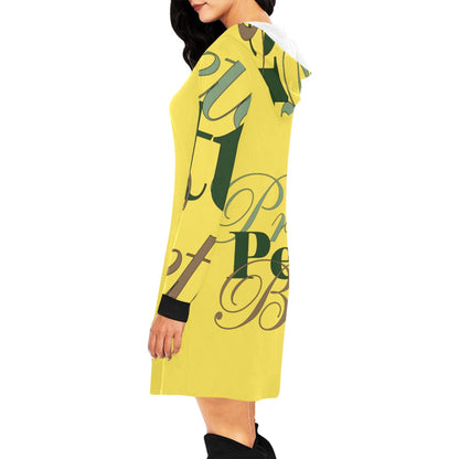 All Over Print Hoodie Camo Yellow Mini Dress