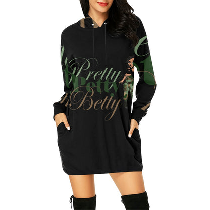All Over Print Hoodie Camo Bright Black Mini Dress