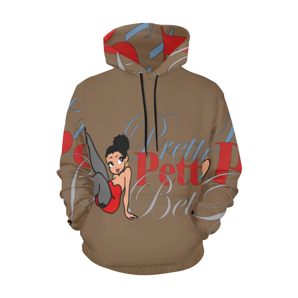 Leg Kick Front and Back Brown All Over Print Hoodie