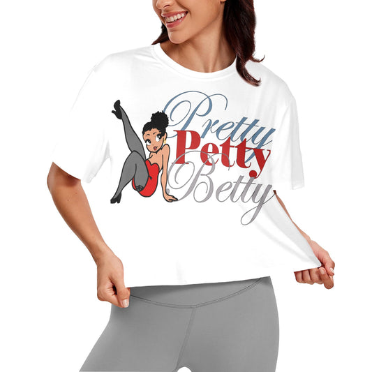 Lily Red Dress Yellow Bone Women's Cropped T-Shirt