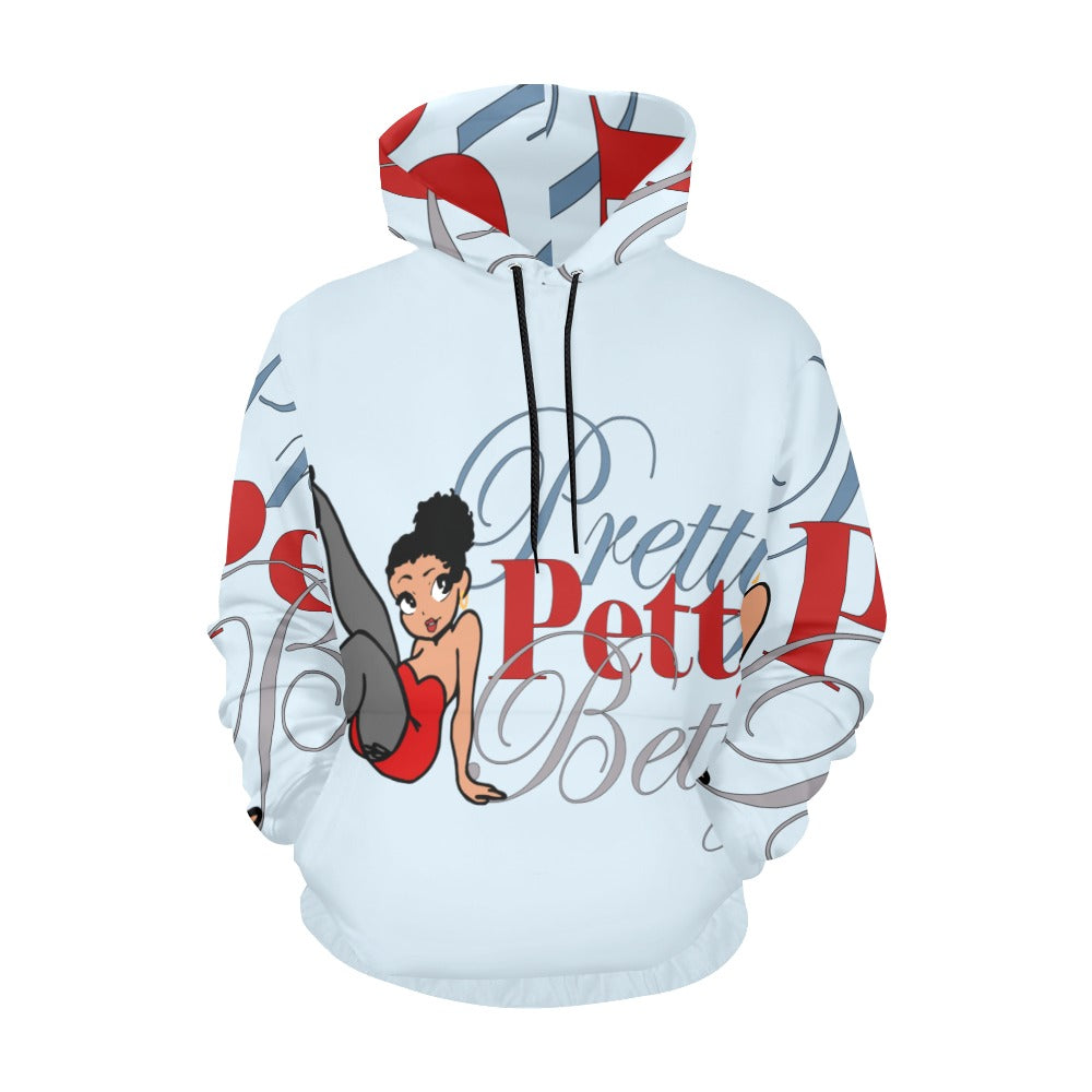 Leg Kick Front and Back Light Blue All Over Print Hoodie