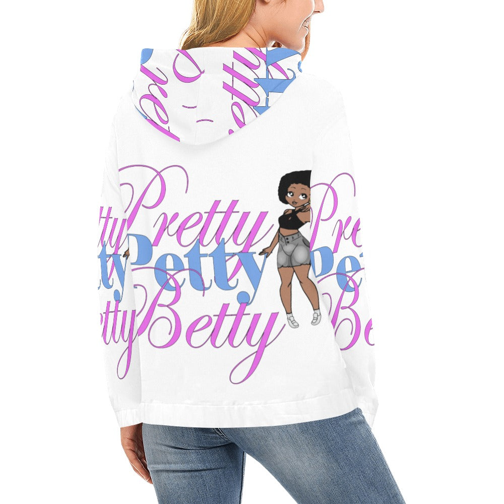 Carmel Front and Back White All Over Print Hoodie