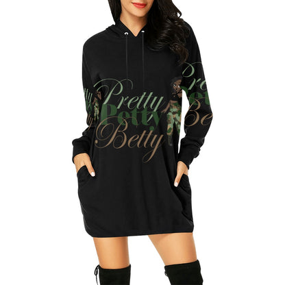 Camo Brown Black All Over Print Hoodie Mini Dress