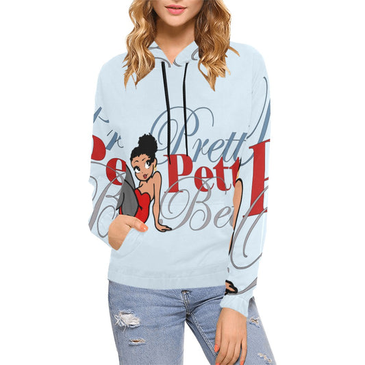 Leg Kick Front and Back Light Blue All Over Print Hoodie