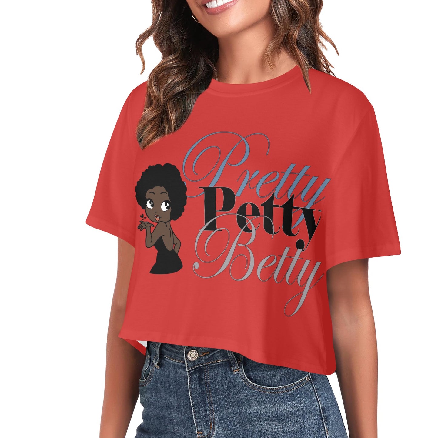 AFRO CARMEL RED Women's Cropped T-shirt (Model T80)