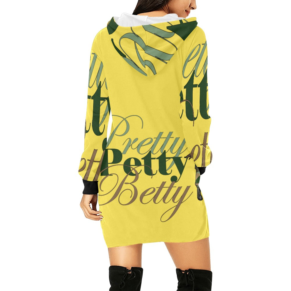All Over Print Hoodie Camo Yellow Mini Dress