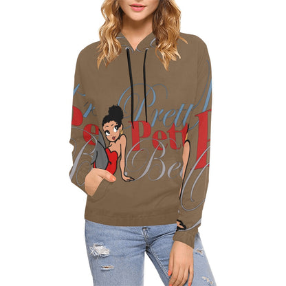 Leg Kick Front and Back Brown All Over Print Hoodie