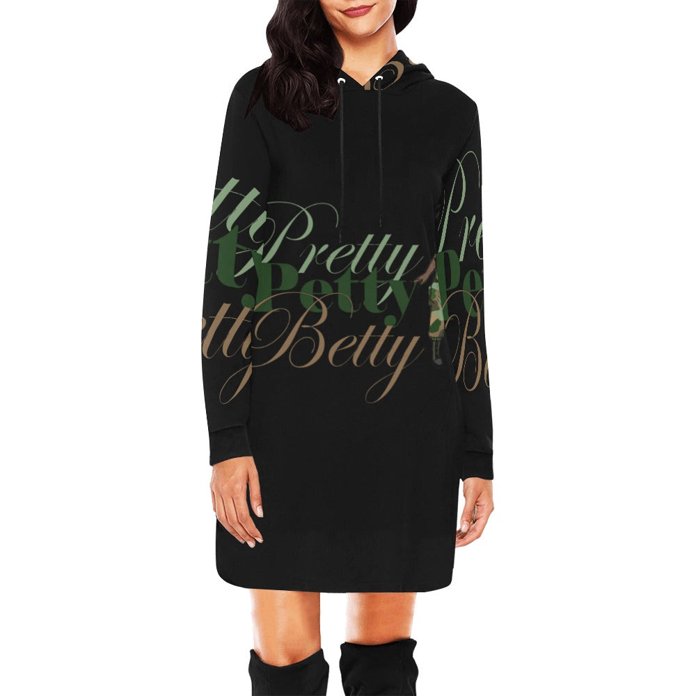 All Over Print Hoodie Camo Black Mini Dress