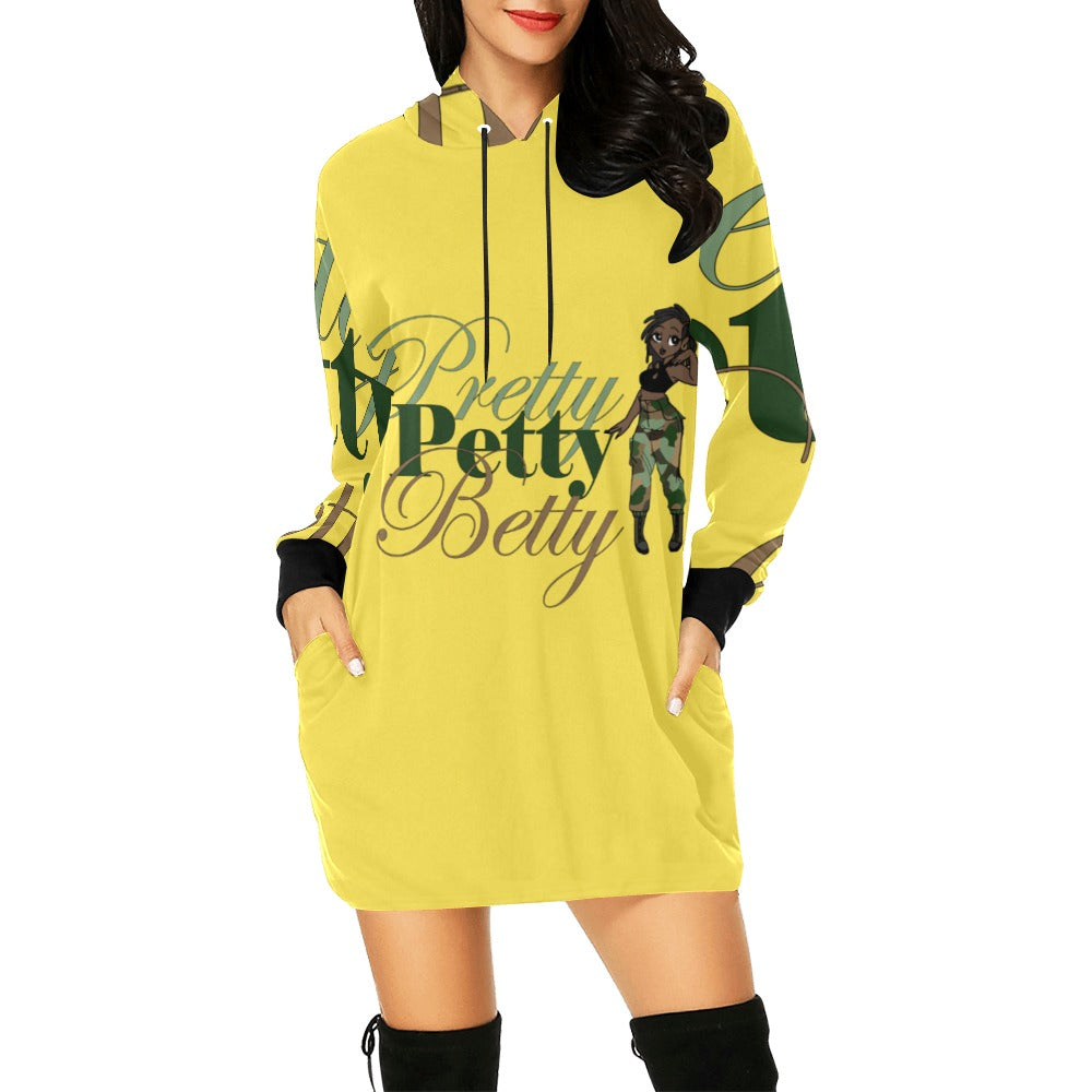 All Over Print Hoodie Camo Yellow Mini Dress