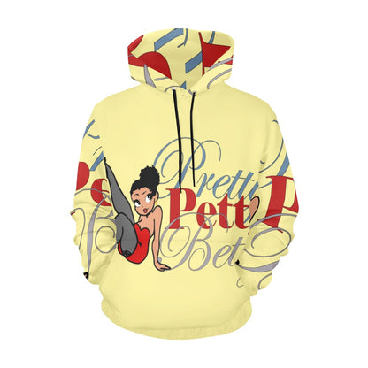 Leg Kick Front and Back Yellow All Over Print Hoodie