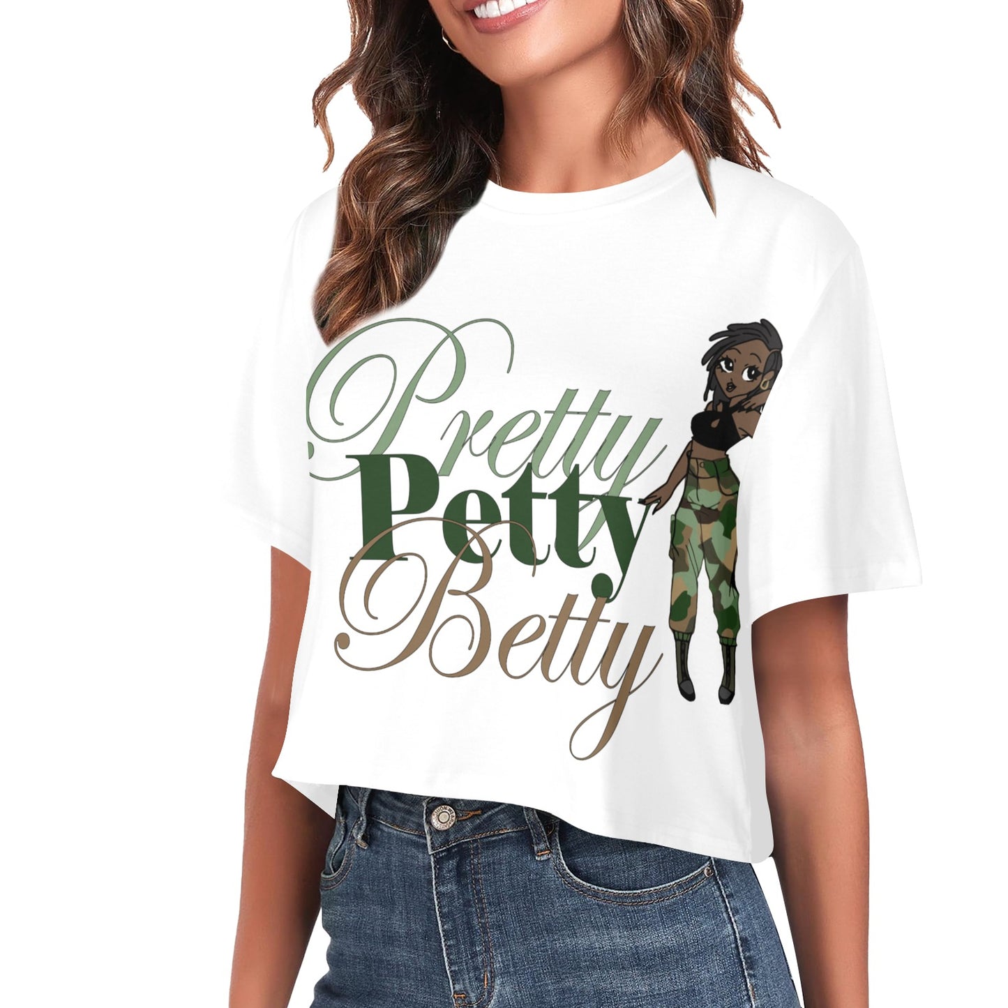 CROP DARK ARMY Women's Cropped T-shirt (Model T80)